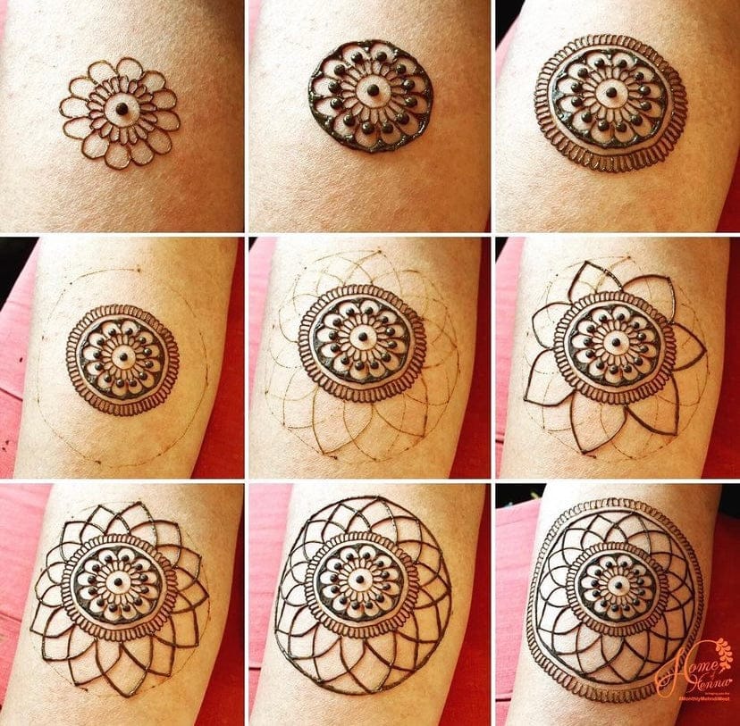 Collage of various mandala designs on skin