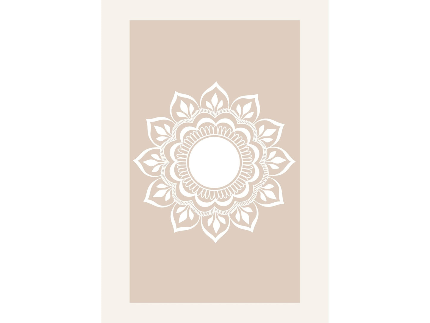Minimal mandala printable wall art with soft beige background for calm interiors