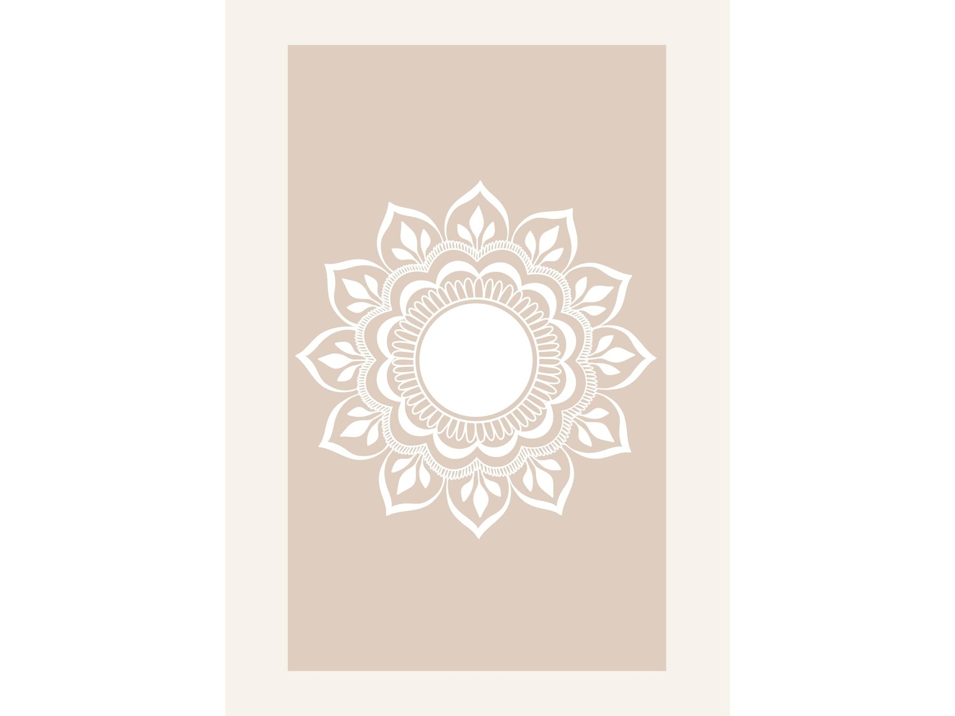 Minimal mandala printable wall art with soft beige background for calm interiors