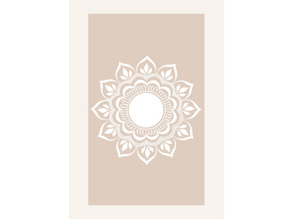 Minimal mandala printable wall art with soft beige background for calm interiors