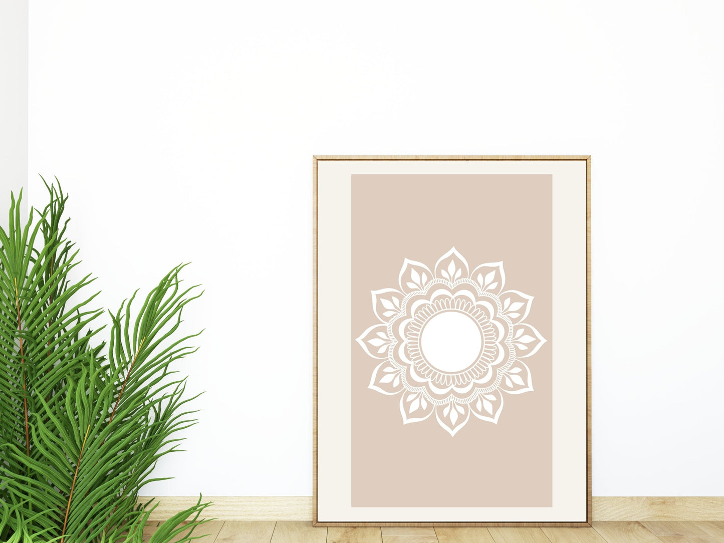 Minimalist mandala printable wall decor in neutral tones for modern boho homes