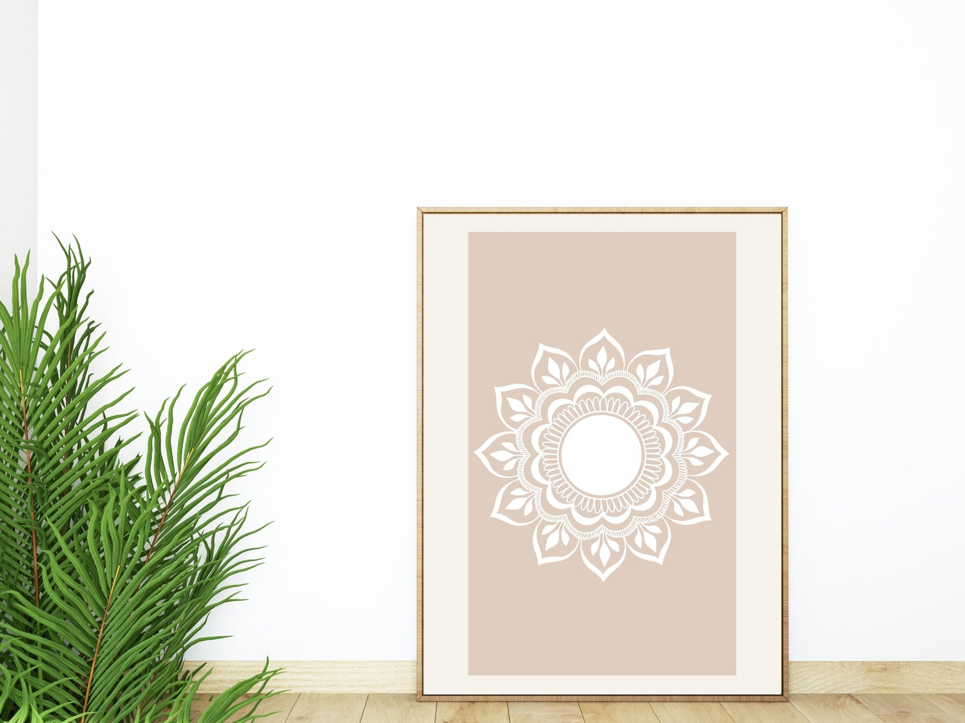 Minimalist mandala printable wall decor in neutral tones for modern boho homes