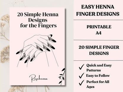 Rozehenna Henna Art Book Henna Design Bundle | Tattoo-Style & Finger Designs for Henna and Jagua | Printable PDF