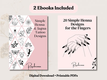 Rozehenna Henna Art Book Henna Design Bundle | Tattoo-Style & Finger Designs for Henna and Jagua | Printable PDF