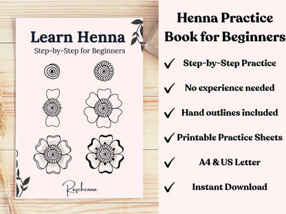 Rozehenna Henna Art Book Henna Practice Book for Beginners | Mehndi Design Sheets (PDF & JPG)