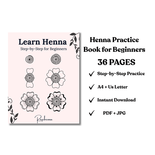 Rozehenna Henna Art Book Henna Practice Book for Beginners | Mehndi Design Sheets (PDF & JPG)