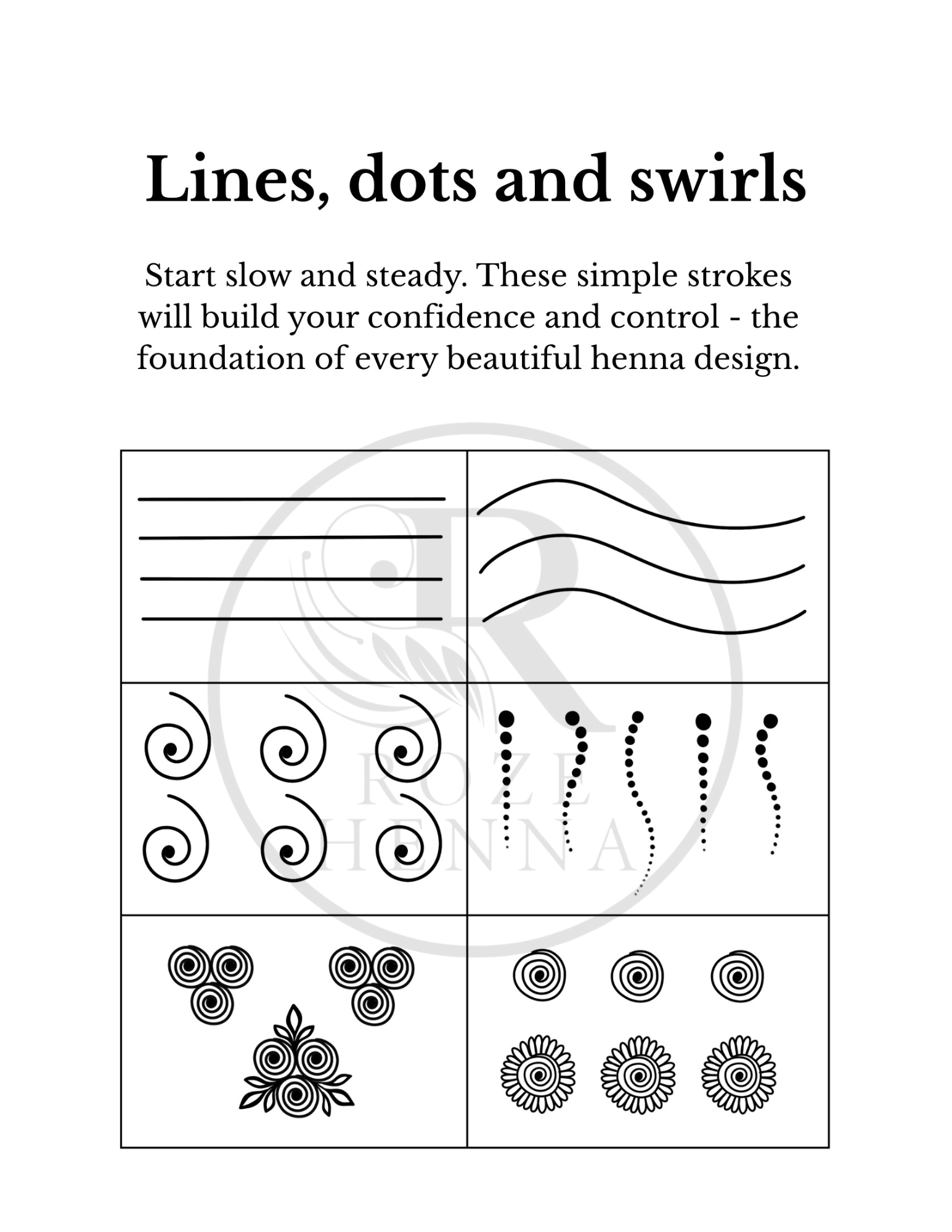 Rozehenna Henna Art Book Henna Practice Ebook for Beginners