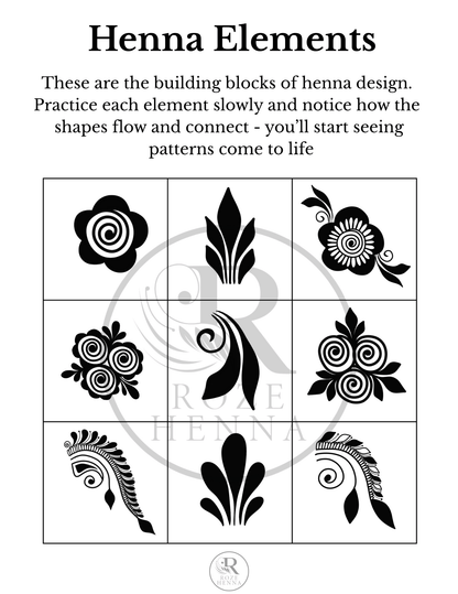 Rozehenna Henna Art Book Henna Practice Ebook for Beginners
