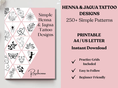 Rozehenna Henna Art Book Henna Tattoo Design Book | Simple Henna & Mehndi Designs for Beginners