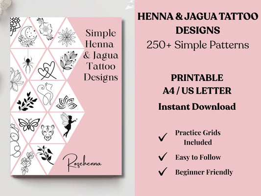 Rozehenna Henna Art Book Henna Tattoo Design Book | Simple Henna & Mehndi Designs for Beginners