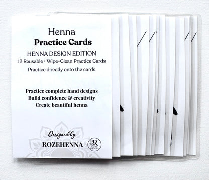 Rozehenna Henna Practice Kit 12 Laminated Practice Cards 12 Reusable Henna Practice Cards - Henna Design Edition