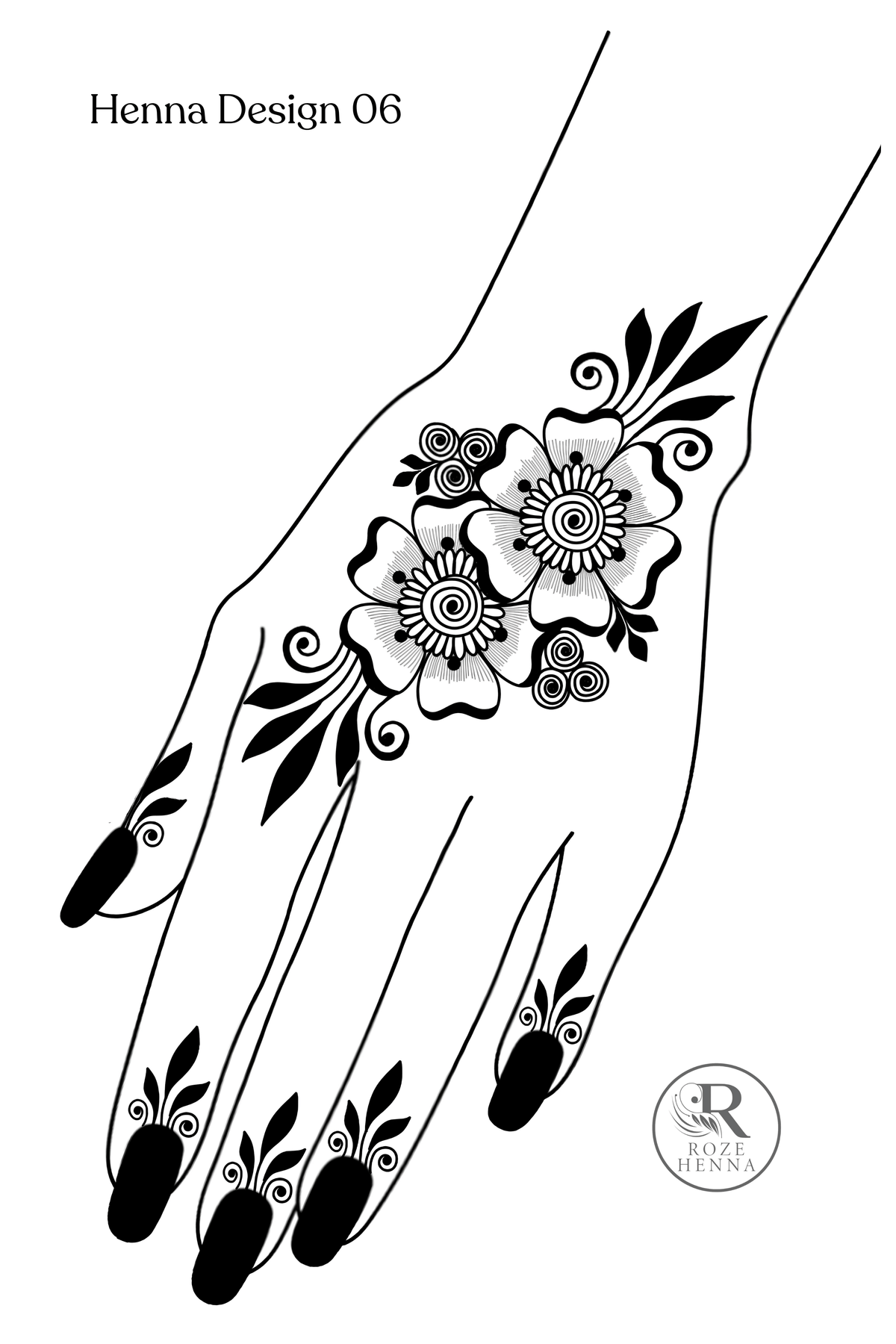 Rozehenna Henna Practice Kit 12 Printable Henna Practice Cards - PDF & JPG Download