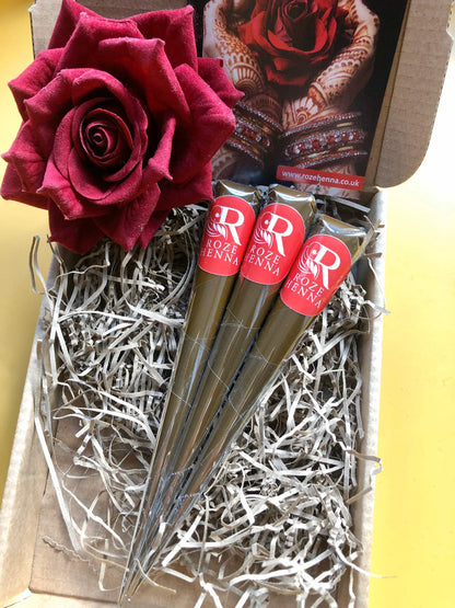 Rozehenna Pack of 3 Natural Henna Cones