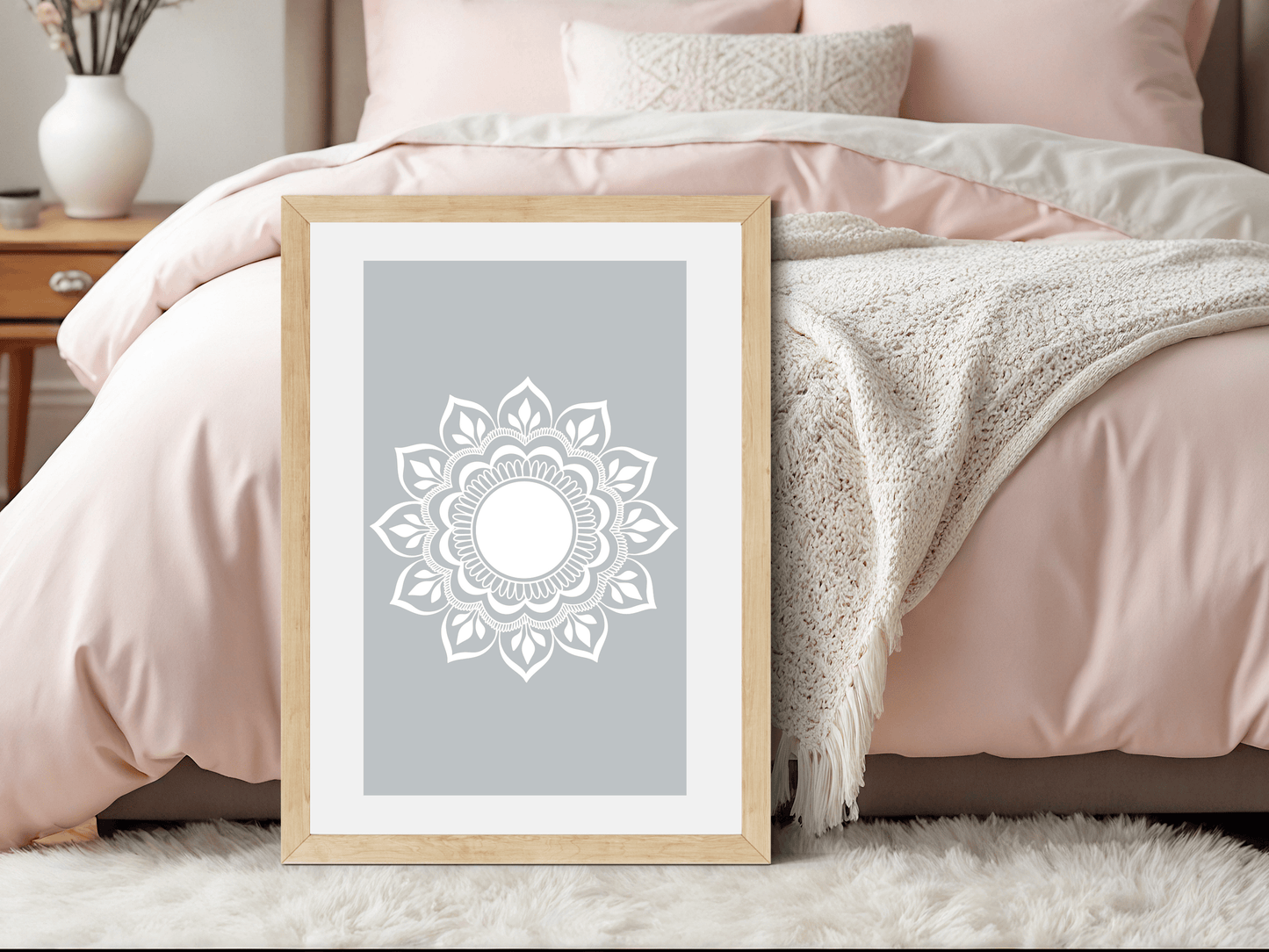 Rozehenna Printable Wall Art Hand-Drawn Mandala Wall Art | Charcoal Stone Printable
