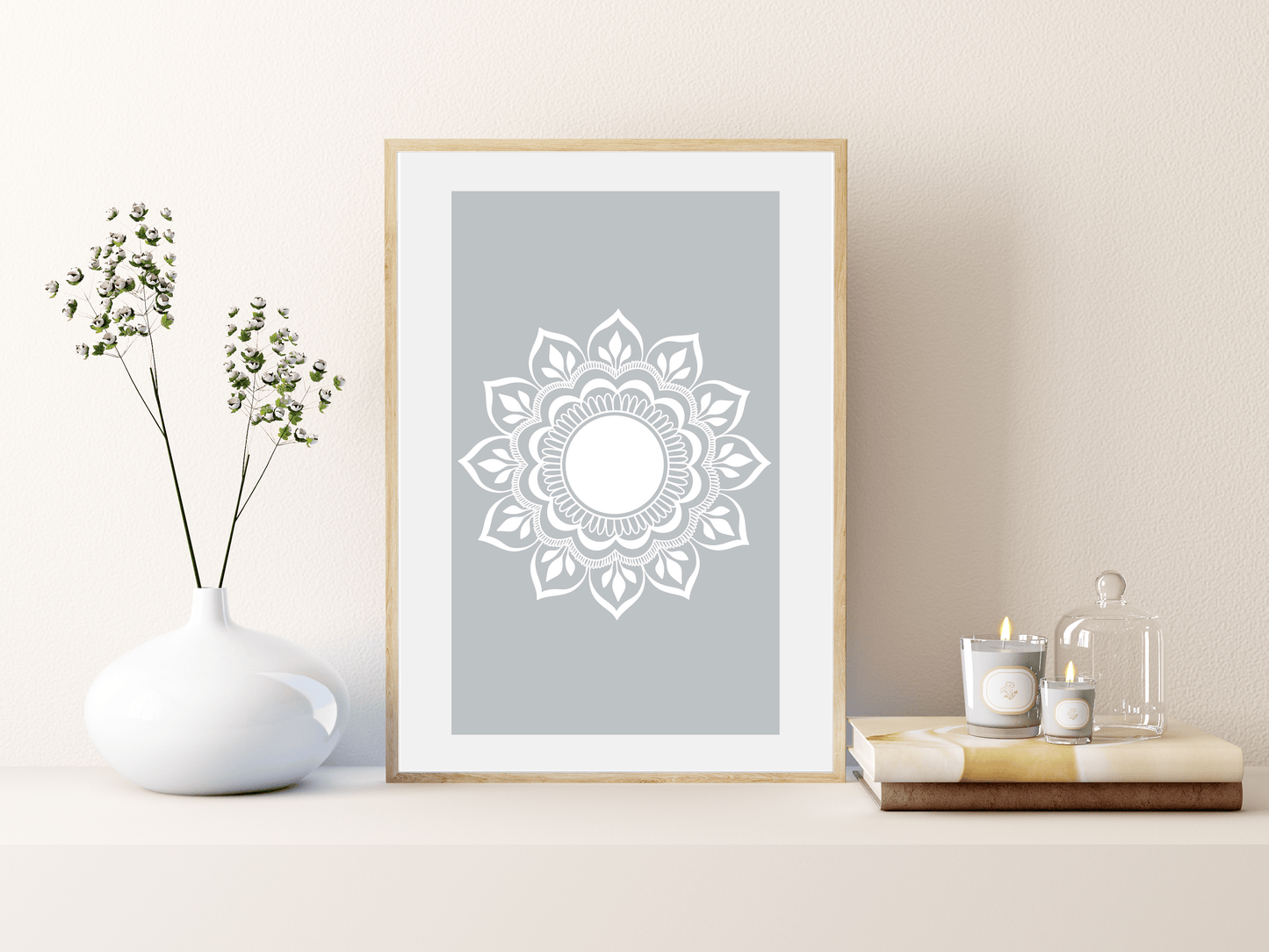 Rozehenna Printable Wall Art Hand-Drawn Mandala Wall Art | Charcoal Stone Printable