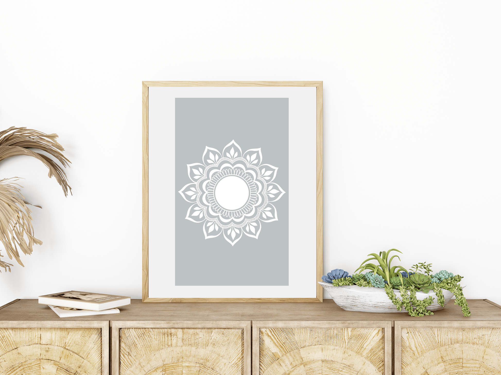Rozehenna Printable Wall Art Hand-Drawn Mandala Wall Art | Charcoal Stone Printable