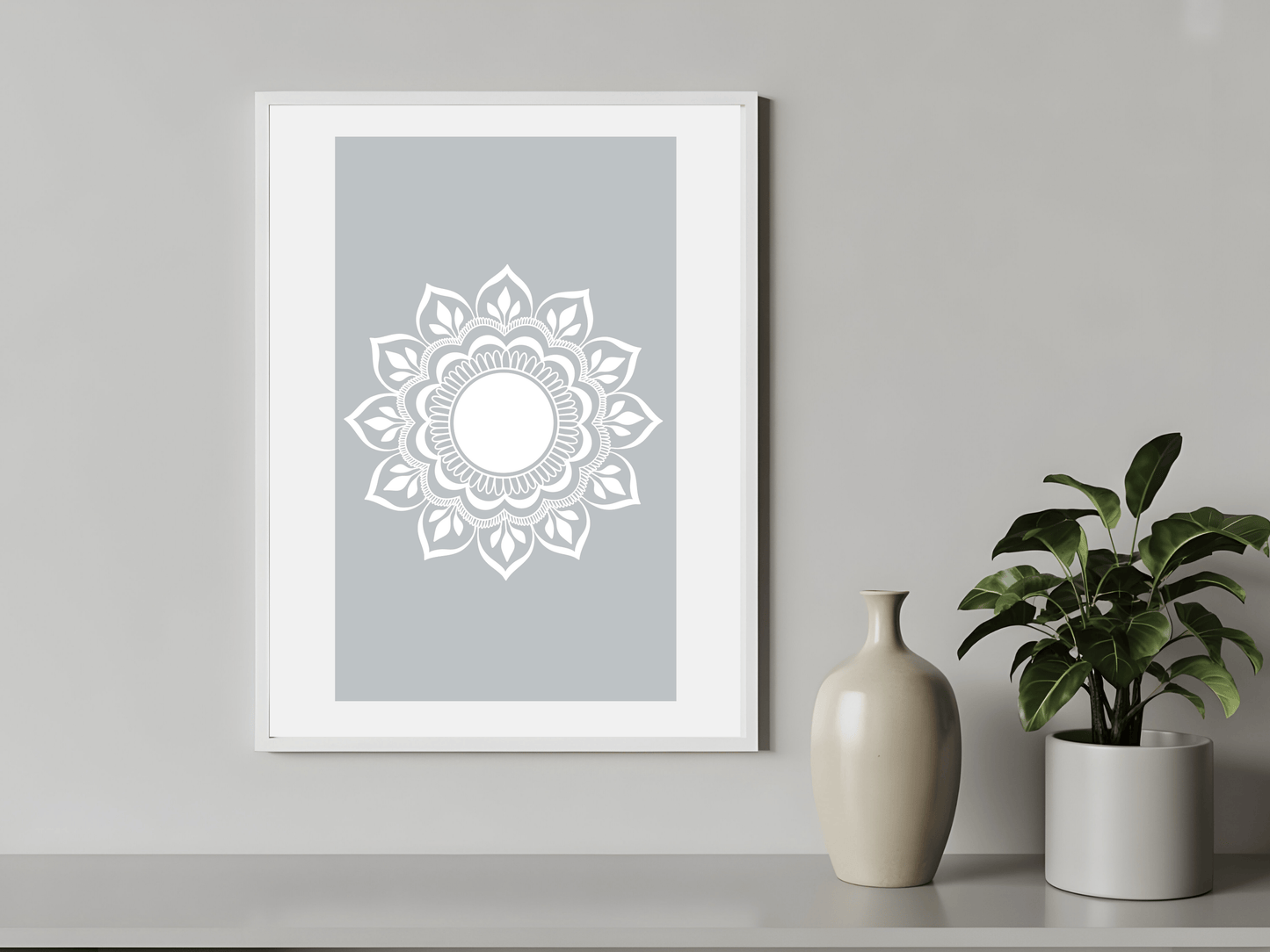 Rozehenna Printable Wall Art Hand-Drawn Mandala Wall Art | Charcoal Stone Printable