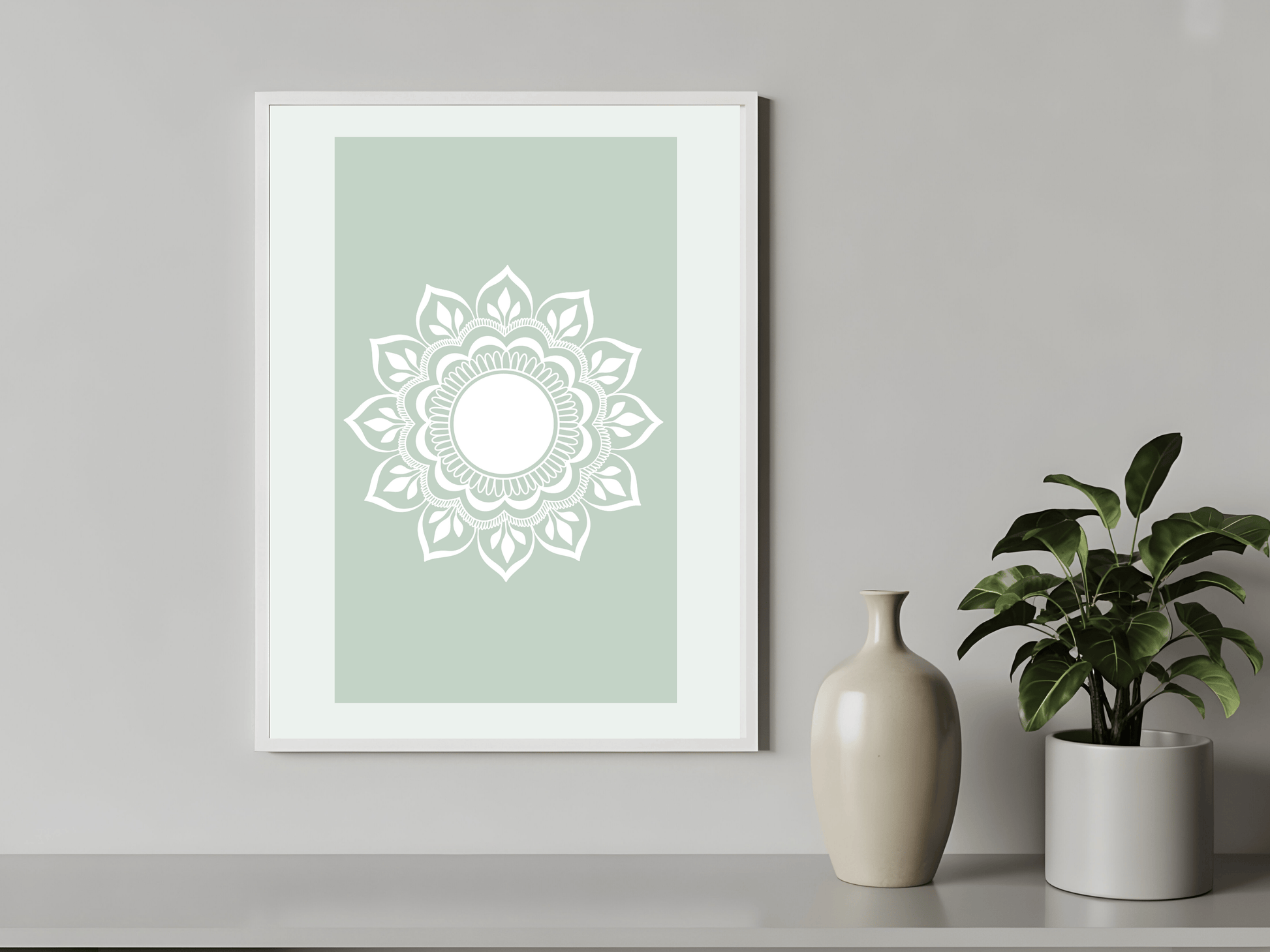Rozehenna Printable Wall Art Hand-Drawn Mandala Wall Art | Sage Calm Printable