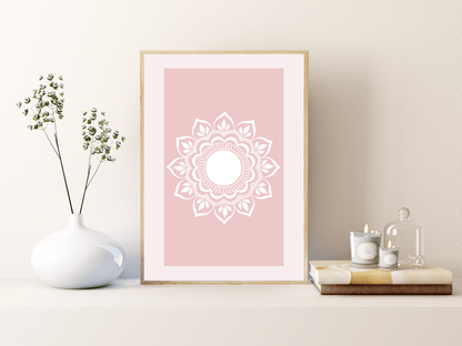 Rozehenna Printable Wall Art Hand-Drawn Mandala Wall Art | Soft Blush Printable
