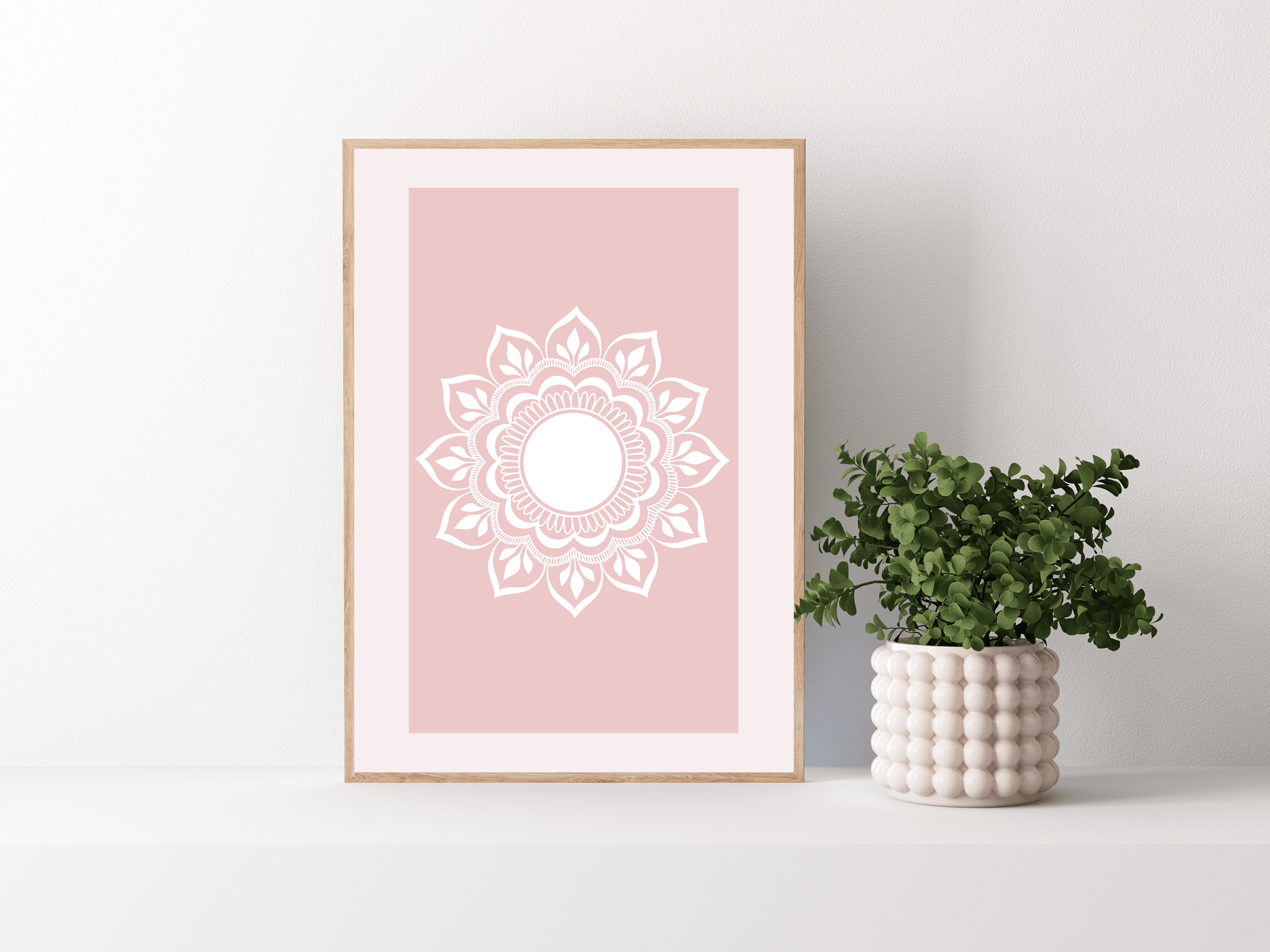 Rozehenna Printable Wall Art Hand-Drawn Mandala Wall Art | Soft Blush Printable