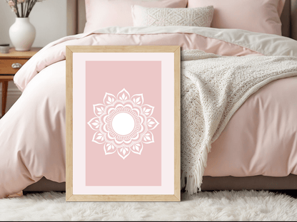 Rozehenna Printable Wall Art Hand-Drawn Mandala Wall Art | Soft Blush Printable