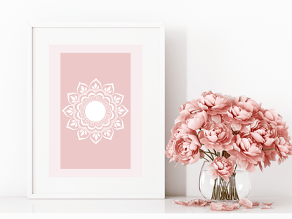 Rozehenna Printable Wall Art Hand-Drawn Mandala Wall Art | Soft Blush Printable