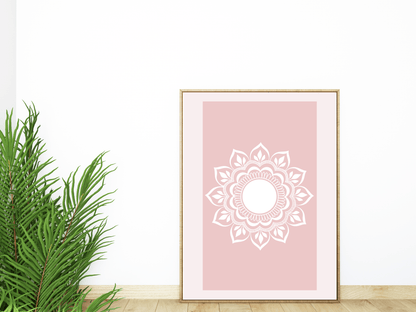 Rozehenna Printable Wall Art Hand-Drawn Mandala Wall Art | Soft Blush Printable