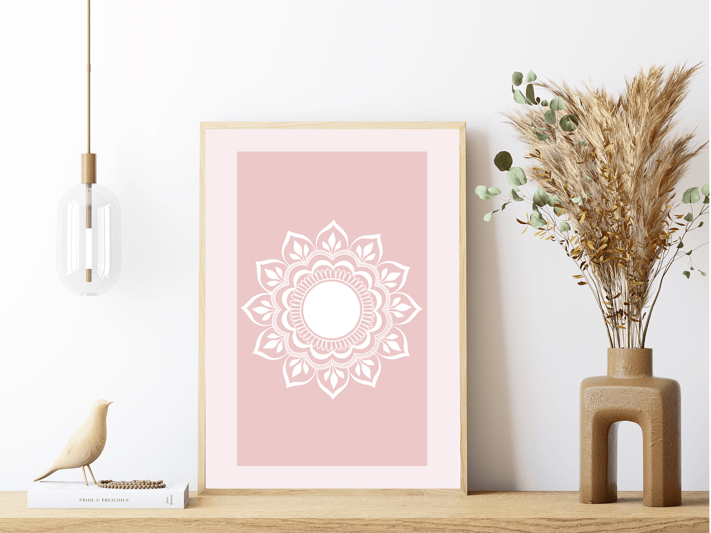 Rozehenna Printable Wall Art Hand-Drawn Mandala Wall Art | Soft Blush Printable