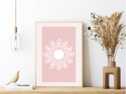 Rozehenna Printable Wall Art Hand-Drawn Mandala Wall Art | Soft Blush Printable