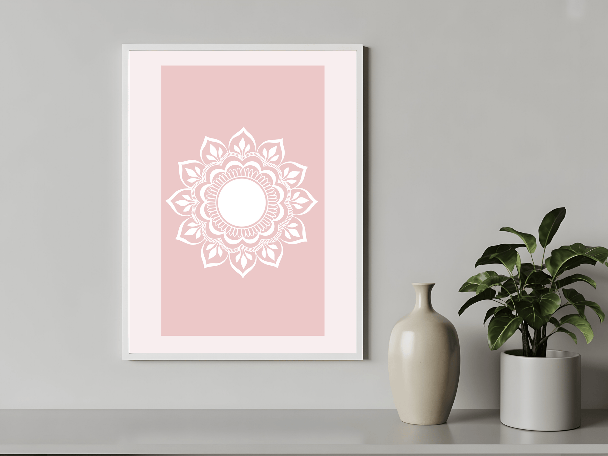Rozehenna Printable Wall Art Hand-Drawn Mandala Wall Art | Soft Blush Printable