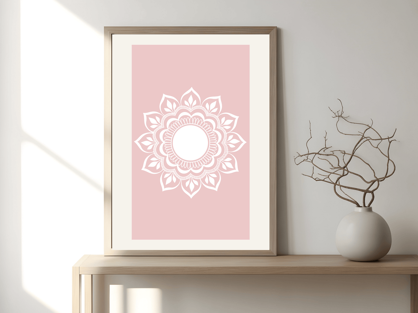 Rozehenna Printable Wall Art Hand-Drawn Mandala Wall Art | Soft Blush Printable