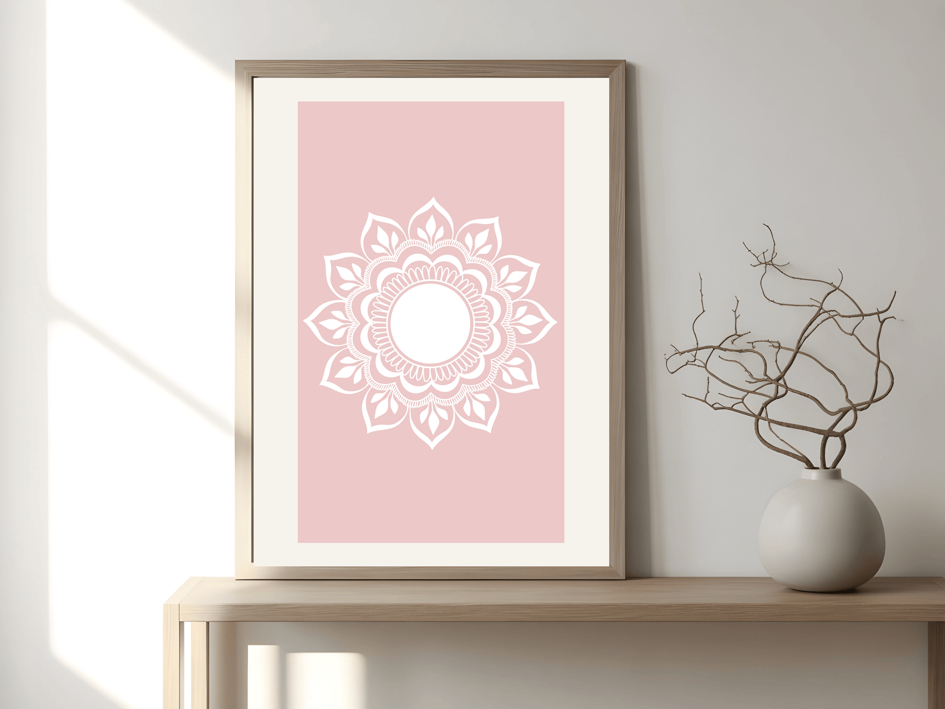 Rozehenna Printable Wall Art Hand-Drawn Mandala Wall Art | Soft Blush Printable