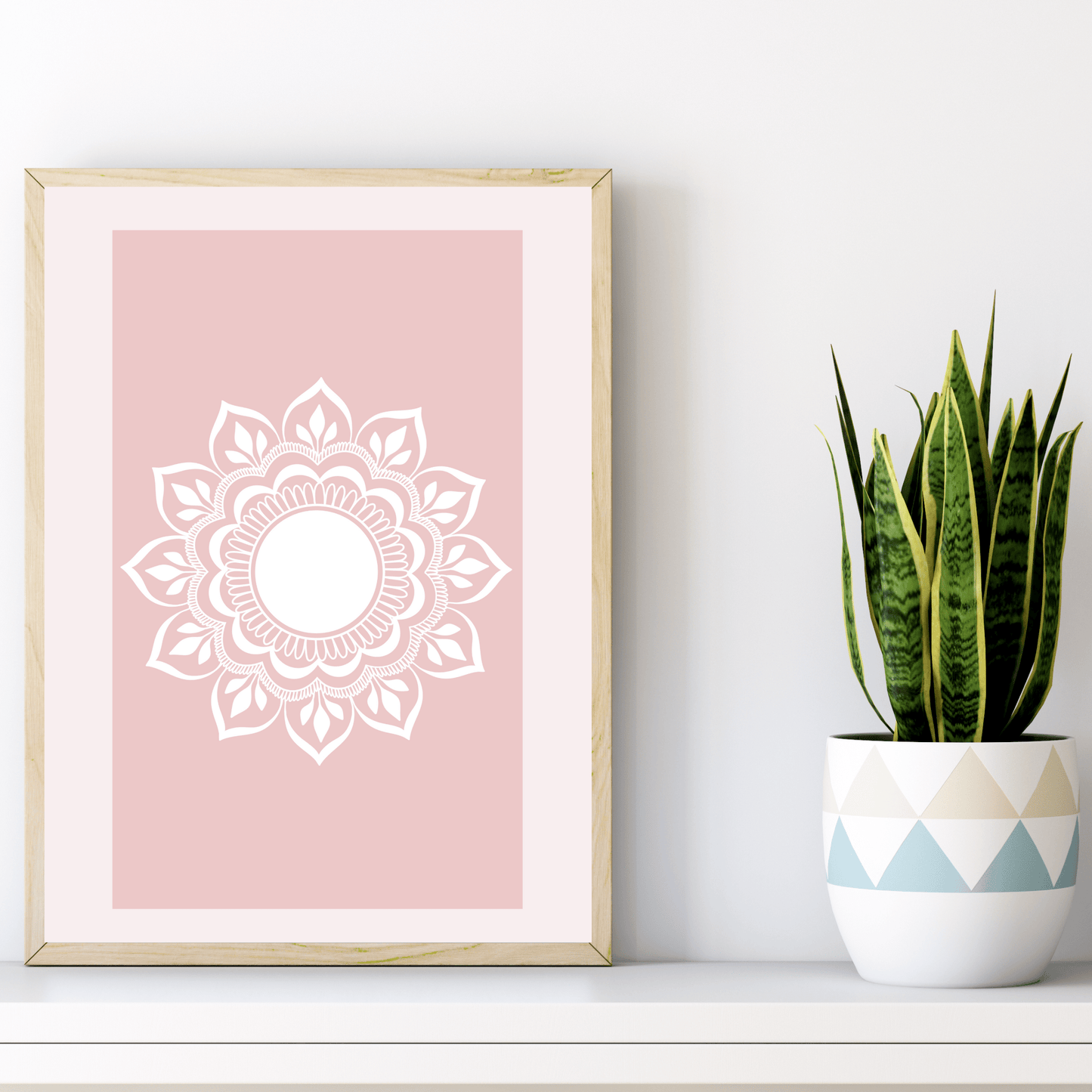 Rozehenna Printable Wall Art Hand-Drawn Mandala Wall Art | Soft Blush Printable