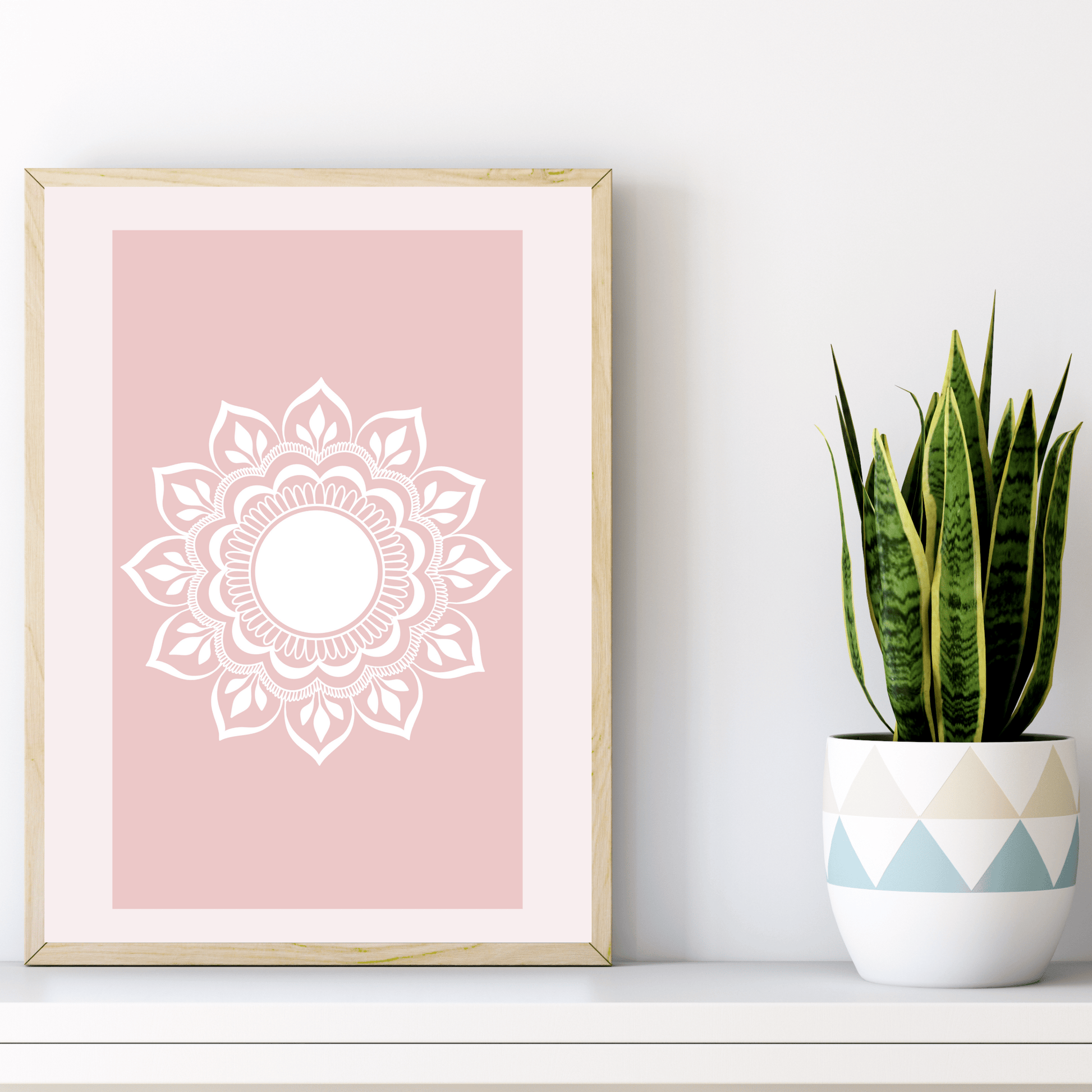 Rozehenna Printable Wall Art Hand-Drawn Mandala Wall Art | Soft Blush Printable